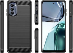 Hurtel Carbon Case etui do Motorola Moto G62 5G elastyczny silikonowy karbonowy pokrowiec czarne 2