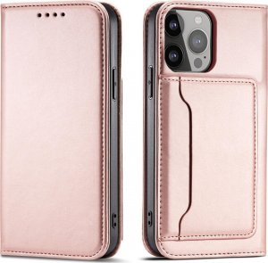Hurtel Magnet Card Case etui Samsung Galaxy S23 pokrowiec z klapką portfel podstawka różowe 1
