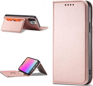 Hurtel Magnet Card Case etui Samsung Galaxy S23 pokrowiec z klapką portfel podstawka różowe 13