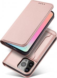 Hurtel Magnet Card Case etui Samsung Galaxy S23 pokrowiec z klapką portfel podstawka różowe 2