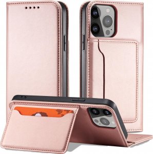 Hurtel Magnet Card Case etui Samsung Galaxy S23 pokrowiec z klapką portfel podstawka różowe 5