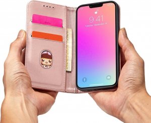 Hurtel Magnet Card Case etui Samsung Galaxy S23 pokrowiec z klapką portfel podstawka różowe 8