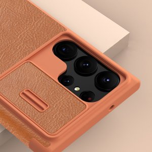 Nillkin Nillkin Qin Leather Pro Case etui Samsung Galaxy S23 Ultra pokrowiec z klapką osłona na aparat czarne 12