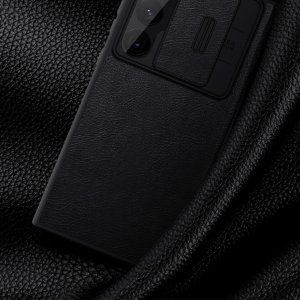 Nillkin Nillkin Qin Leather Pro Case etui Samsung Galaxy S23 Ultra pokrowiec z klapką osłona na aparat czarne 13