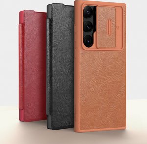 Nillkin Nillkin Qin Leather Pro Case etui Samsung Galaxy S23 Ultra pokrowiec z klapką osłona na aparat czarne 14