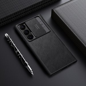 Nillkin Nillkin Qin Leather Pro Case etui Samsung Galaxy S23 Ultra pokrowiec z klapką osłona na aparat czarne 4