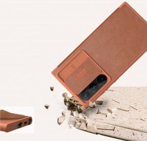 Nillkin Nillkin Qin Leather Pro Case etui Samsung Galaxy S23 Ultra pokrowiec z klapką osłona na aparat czarne 7