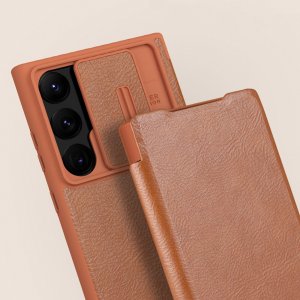 Nillkin Nillkin Qin Leather Pro Case etui Samsung Galaxy S23 Ultra pokrowiec z klapką osłona na aparat czarne 8