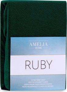 AmeliaHome AmeliaHome Prześcieradło Frotte Rubin 180x200 +30 cm zielone 1