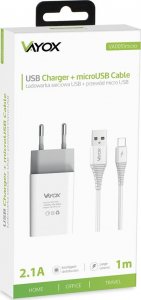 Ładowarka Vayox Ładowarka sieciowa USB 5V 2.1A + kabel micro usb 1m VA0051micro Vayox 10