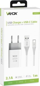 Ładowarka Vayox Ładowarka sieciowa USB 5V 2.1A + kabel USB typ C 1m VA0051C Vayox 8