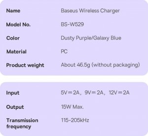Ładowarka Baseus Simple Mini3 Indukcyjna 1x USB-A 1x USB-C 2 A (BSU3981) 4