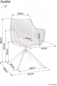Signal Krzesło AZALIA VELVET jasno szare 3