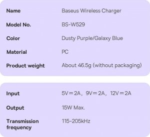 Ładowarka Baseus Ładowarka bezprzewodowa magnetyczna Baseus Simple Mini3 15W (fioletowa) 4