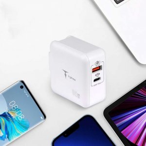 Ładowarka 4kom.pl Ładowarka sieciowa Mega Gan Szybkie ładowanie Power Delivery PD Quick Charge QC 65W USB USB-C Type C Biała 8