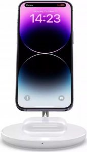 Ładowarka 4kom.pl Ładowarka bezprzewodowa 2w1 QI 15W 2in1 Magnetic MagSafe Wireless Charger do Apple iPhone AirPods Biała 4