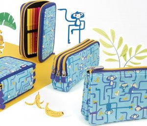 Piórnik Milan Piórnik 5 komorowy MILAN TANGLED MONKEYS niebieski 3