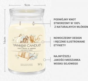 Yankee Candle Yankee Candle Signature Soft Wool & Amber Świeca Duża 567g 2