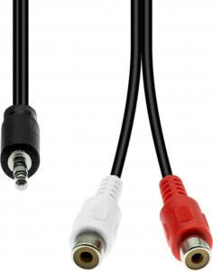 Kabel ProXtend Mini-Jack 3-Pin to 2 x RCA Cable M-F Black 20cm 1