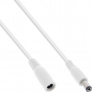Kabel zasilający InLine InLine® DC extension cable, DC plug male/female 5.5x2.1mm, AWG 18, white, 1m 1