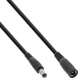 Kabel zasilający InLine InLine® DC extension cable, DC plug male/female 5.5x2.1mm, AWG 18, black, 1m 1