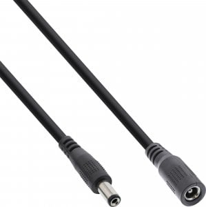Kabel zasilający InLine InLine® DC extension cable, DC plug male/female 5.5x2.5mm, AWG 18, black, 1m 1