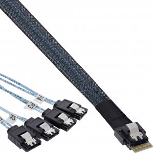 InLine InLine® Slim SAS cable, SFF-8654 to 4x SATA 7-pin, 12Gb/s, 0.5m 1