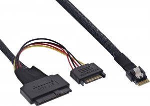 InLine InLine® Slim SAS cable, SFF-8654 to U.2 SFF-8639 + SATA power, 24Gb/s, 0.5m 1