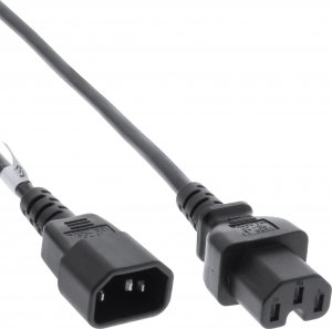 Kabel zasilający InLine InLine® Power cable extension, hot condition connector IEC-C15 straight to IEC-C14 straight, 5m, black 1