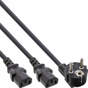 Kabel zasilający InLine InLine® AC Power Y-Cable German Type F black 3m 1