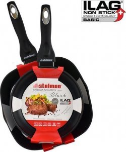Patelnia STALMAN Patelnia grillowa 24 cm + patelnia tradycyjna 20 cm ForgedBlack z powłoką Ilag Non-Stick 2