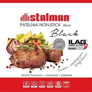 Patelnia STALMAN Patelnia grillowa 24 cm + patelnia tradycyjna 20 cm ForgedBlack z powłoką Ilag Non-Stick 3