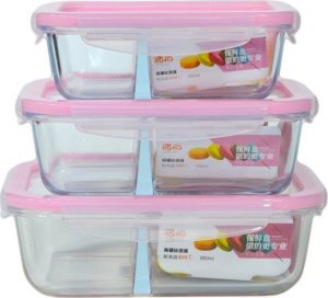 STALMAN Pojemnik Szklany na Żywność Lunch Dzielony 3