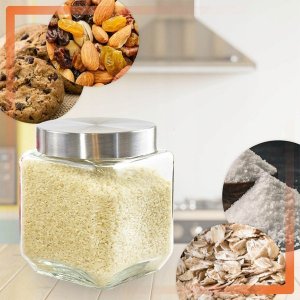 STALMAN Pojemnik szklany słoik z pokrywką Kwadrat 11x14cm 1.2 l 5