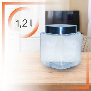 STALMAN Pojemnik szklany słoik z pokrywką Kwadrat 11x14cm 1.2 l 6