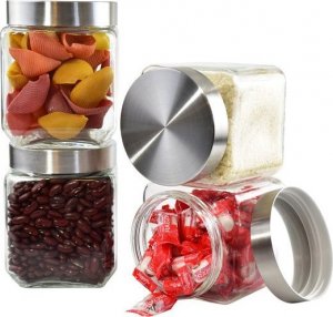 STALMAN Pojemnik szklany słoik z pokrywką Kwadrat 11x14cm 1.2 l 7