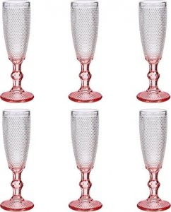 Vivalto Kieliszki do szampana Kropka Różowy 180 ml komplet 6 szt. 1