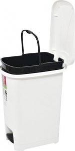 Kosz na śmieci Ucsan Plastik Kosz na śmieci 12,5 l z pedałem i wkładem na worki Slim kolor biały 1