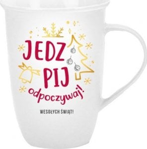 Creative Factory Kubek świąteczny 430 ml ceramiczny z napisem - Jedz, Pij, Odpoczywaj! 1