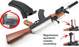 Karabin Na Kulki AK-47 KAŁASZNIKOW ASG+Pistolet+Granat 8