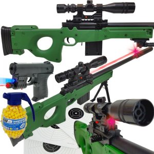 Karabin Snajperka Na Kulki SWISS ARMS L96 w Kamuflażu z Laserem+ Pistolet z Laserem + Granat 1