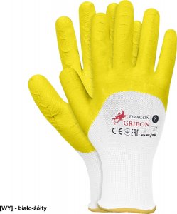 R.E.I.S. GRIPON - Rękawice ochronne, powlekane - biało-żółty 10 2