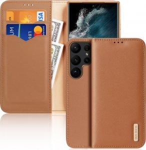 Dux Ducis Dux Ducis Hivo etui do Samsung Galaxy S23 Ultra pokrowiec z klapką portfel podstawka blokada RFID brązowe 1
