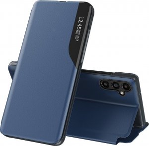 Hurtel Eco Leather View Case etui do Samsung Galaxy A14 z klapką podstawka niebieskie 1