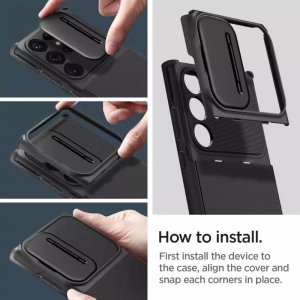 Spigen Etui do telefonu Spigen Optik Armor do Samsung Galaxy S23 Ultra Black 15