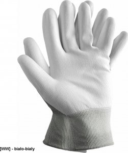 R.E.I.S. RTEPO - Rękawice ochronne wykonane z poliestru (ścieg 13), powlekane poliuretanem - biało-biały 8 2