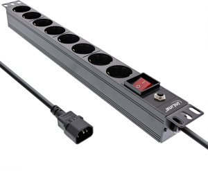 InLine InLine® 19" socket strip, 8-way CEE7/7, C14 plug, overload protection 2
