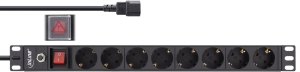 InLine InLine® 19" socket strip, 8-way CEE7/7, C14 plug, overload protection 3