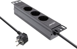 InLine InLine® 10" socket strip, 3-way protective contact, without switch, 2m, black 2