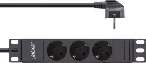 InLine InLine® 10" socket strip, 3-way protective contact, without switch, 2m, black 3